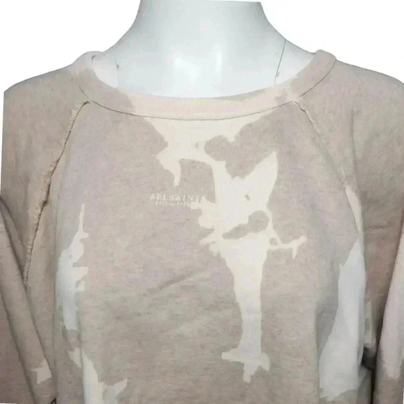 ALLSAINTS Jessi Tie Dye Oversized Cotton Sweatshirt Pink Boxy Boho Size Medium - Picture 3 of 8